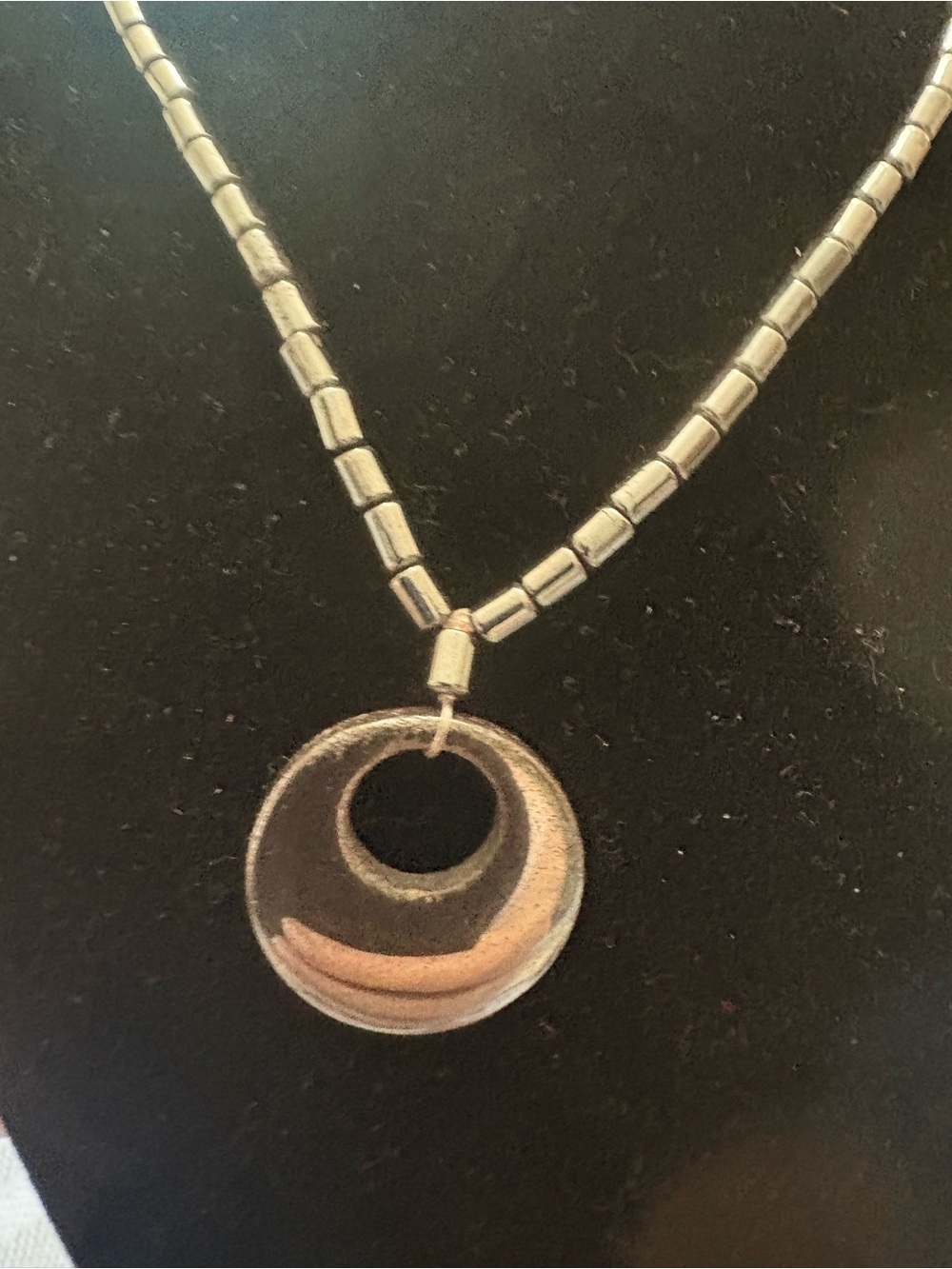 Black stone Circular Pendant Necklace -